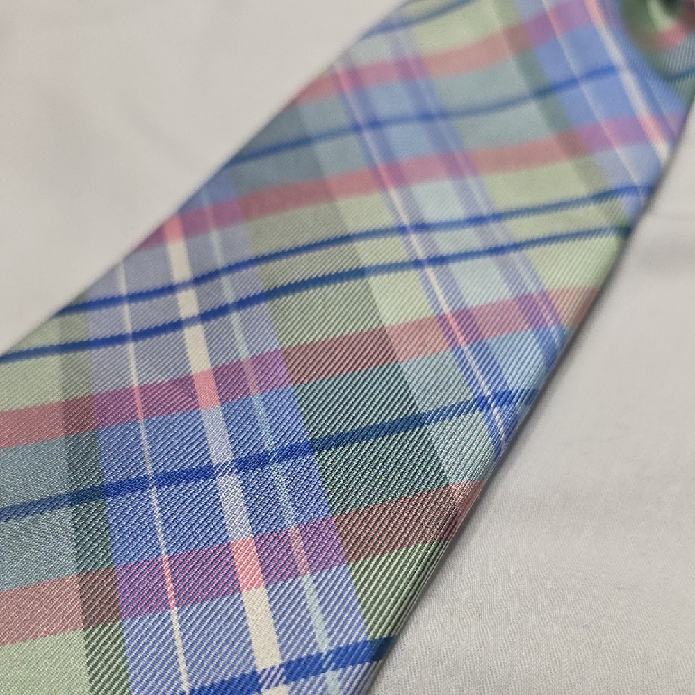 Stafford Blue and Green Plaid Tie